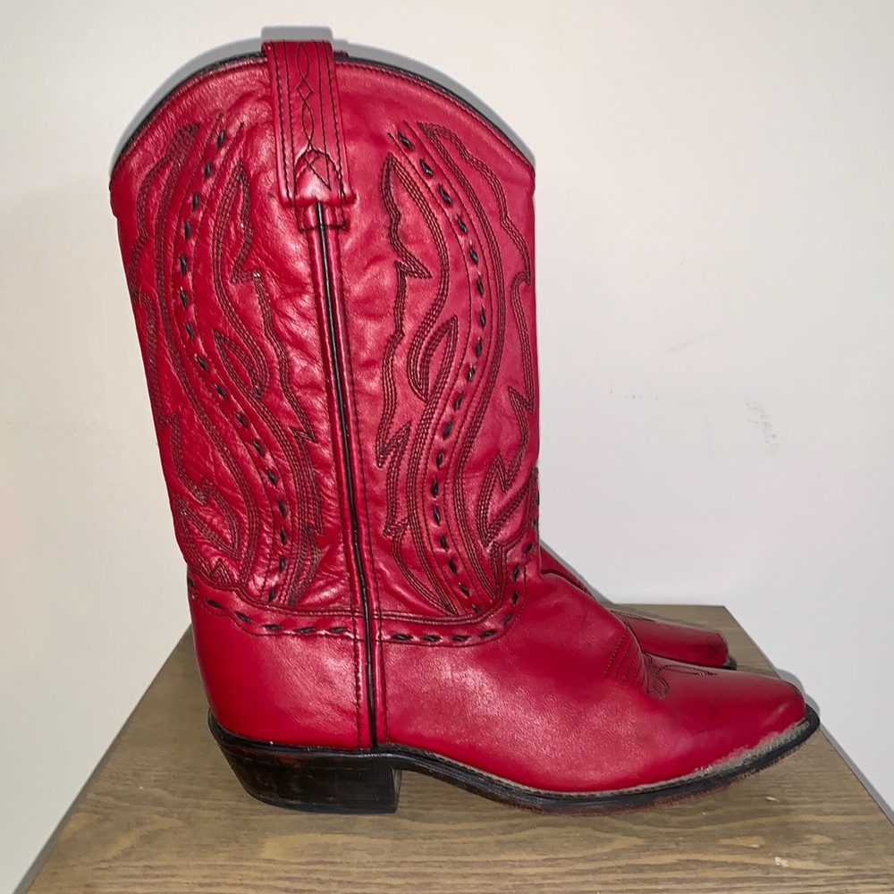 Red Leather Cowboy Boots